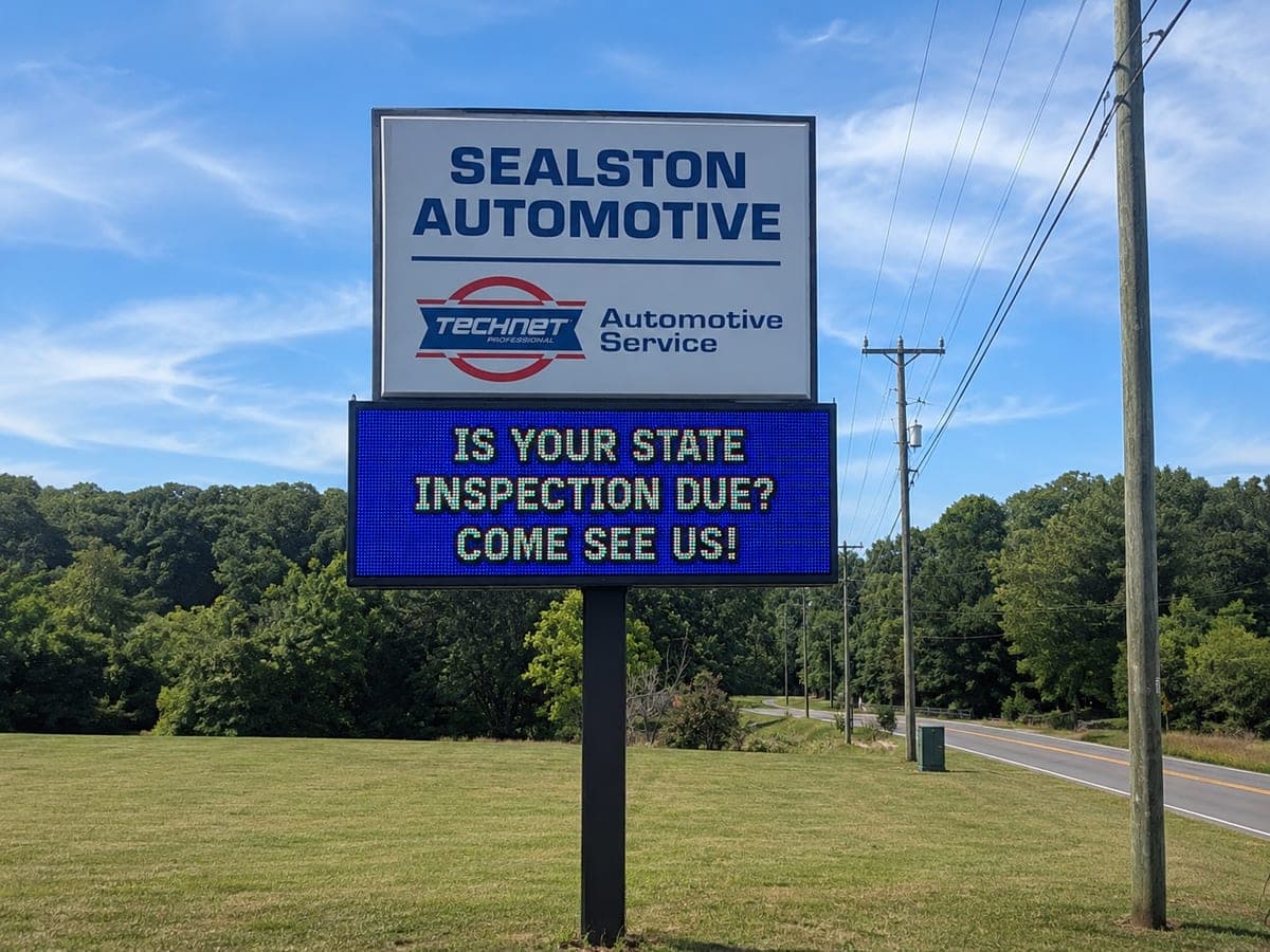 Sealston Automotive roadside sign in King George, Virginia