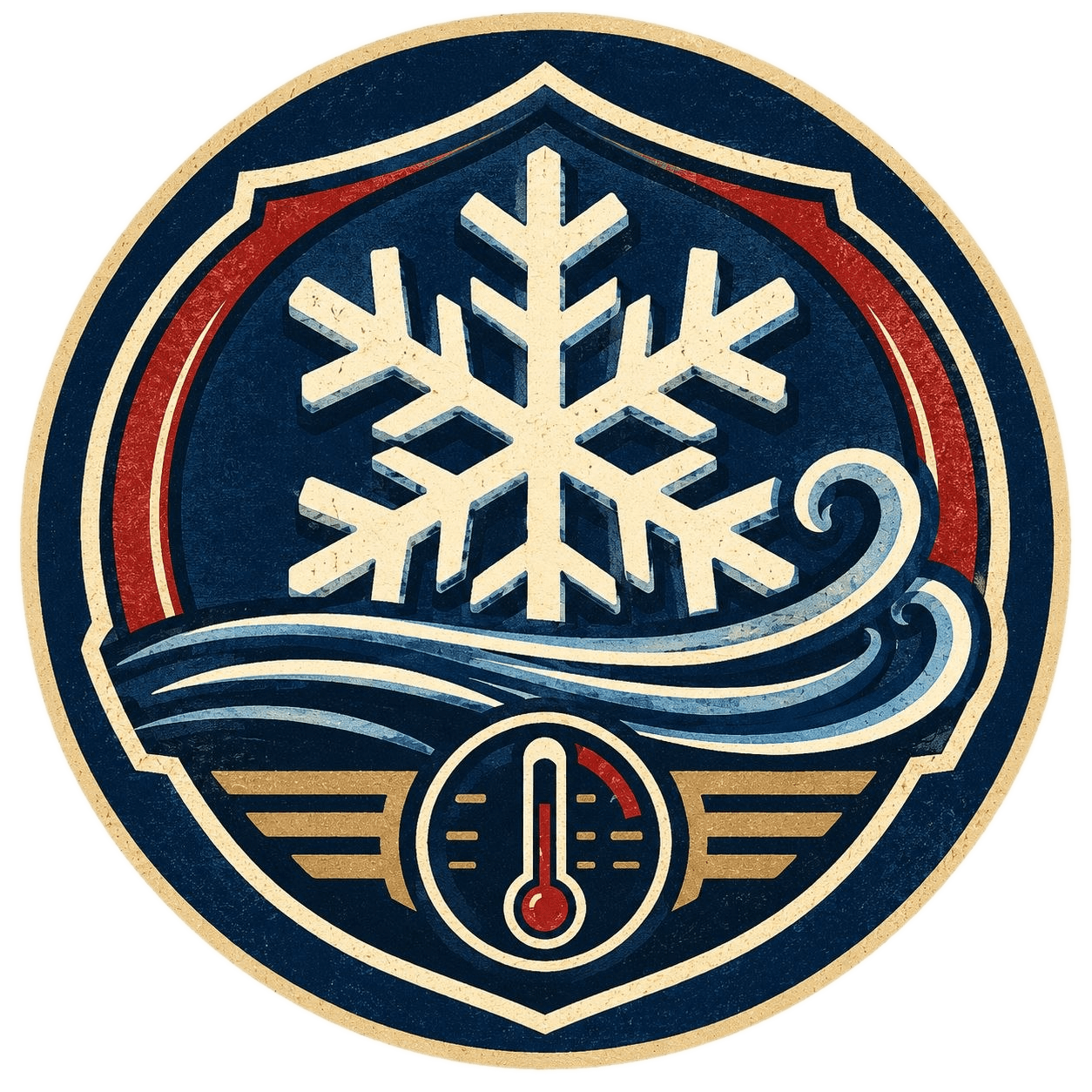 A/C, heat, and cooling service badge