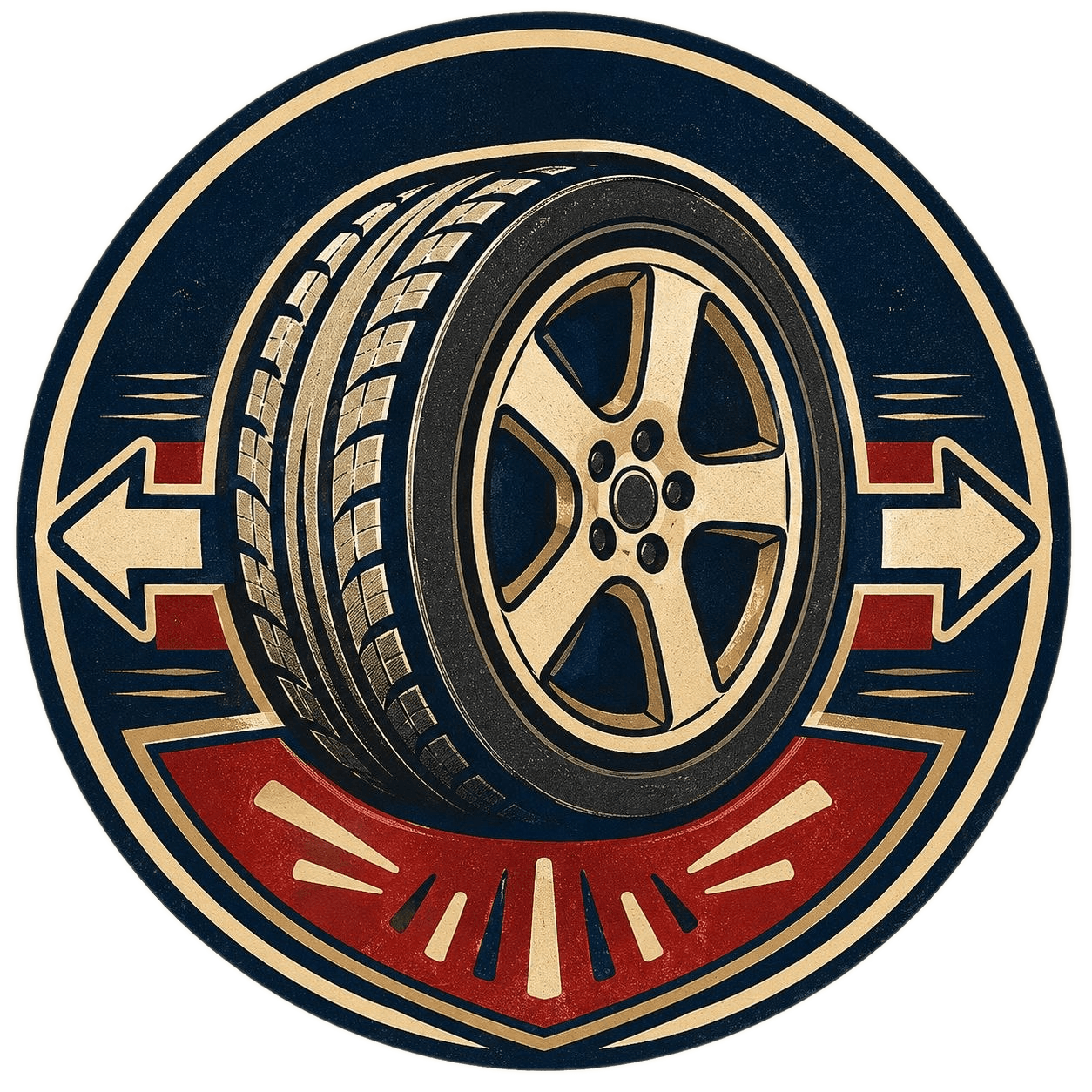 Brakes, tires, and alignment service badge