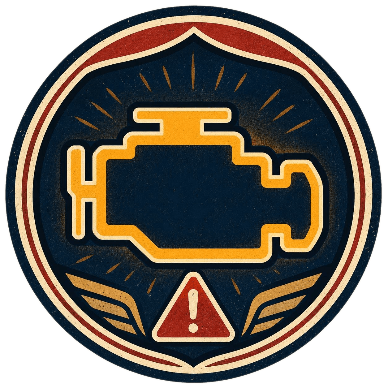 Engine diagnostics and check-engine warning service badge