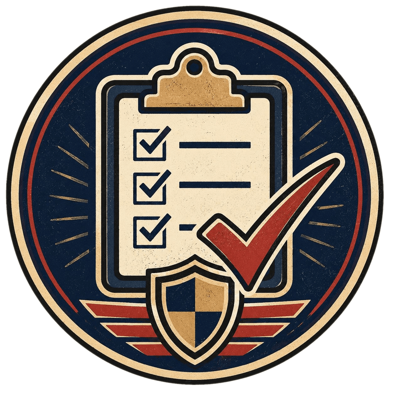 State inspection checklist and approval service badge
